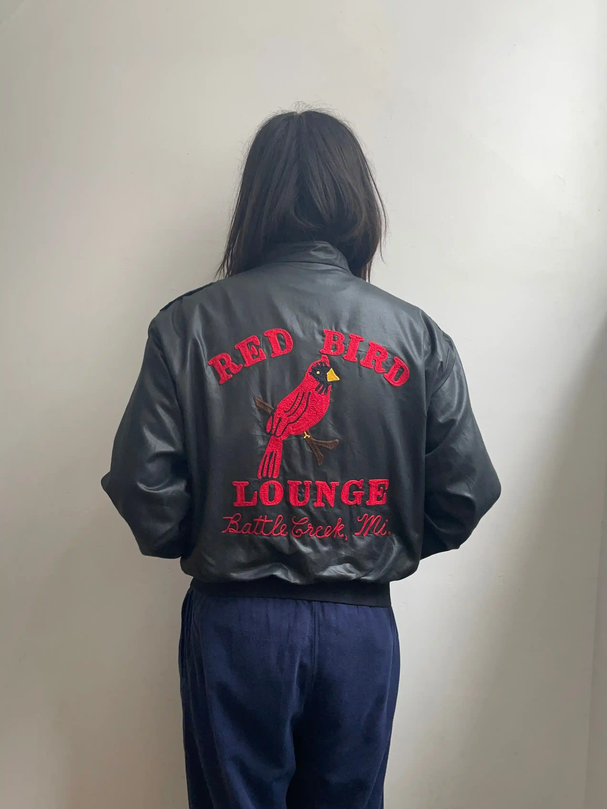 チェーンステッチ刺繍 60s MARK&SONS コットン カバーオール 赤 70~80s RED BIRD LOUNGE bluson / 70年代 ブルゾン エポレット